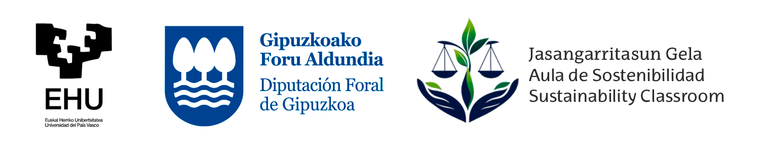 Gipuzkoako Foru Aldundia, Jasangarritasun Gela eta Universidad del País Vasco/Euskal Herriko Unibertsitatearen logoak