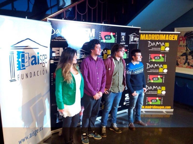 Iñigo Zubero, Adrián Agrelo y Mario Díaz (UPV/EHU) en la entrega de premios de Madridimagen 2013