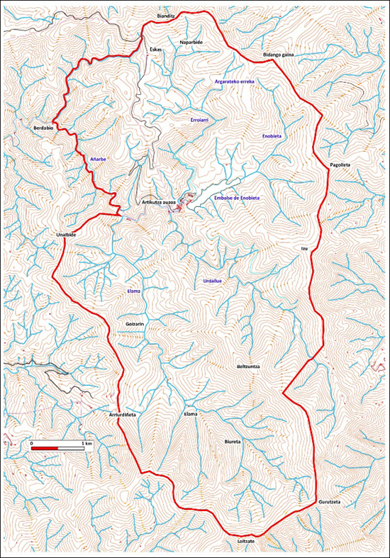 Mapa de la finca de Artikutza