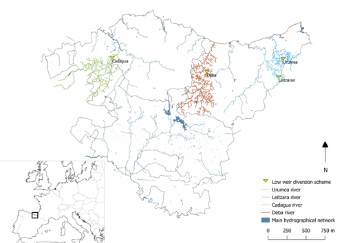 Mapa de los rios en estudio