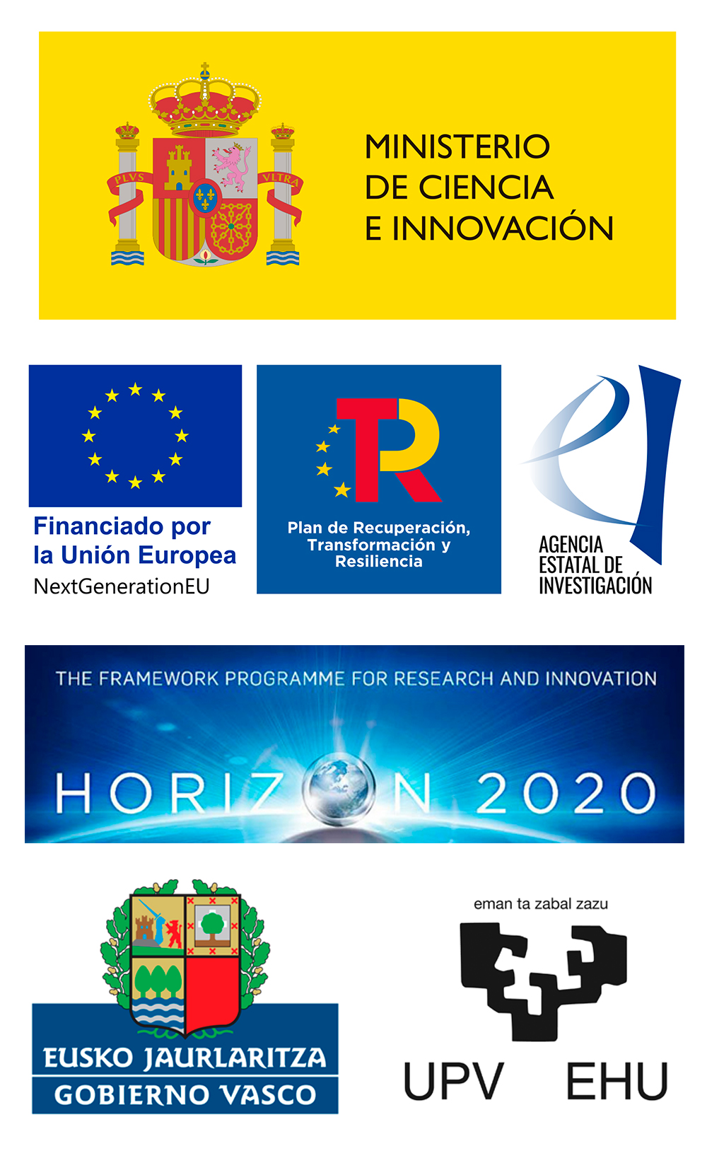 Ministerio de Ciencia e Innovación + Horizon 2020 + Gobierno Vasco + UPV/EHU